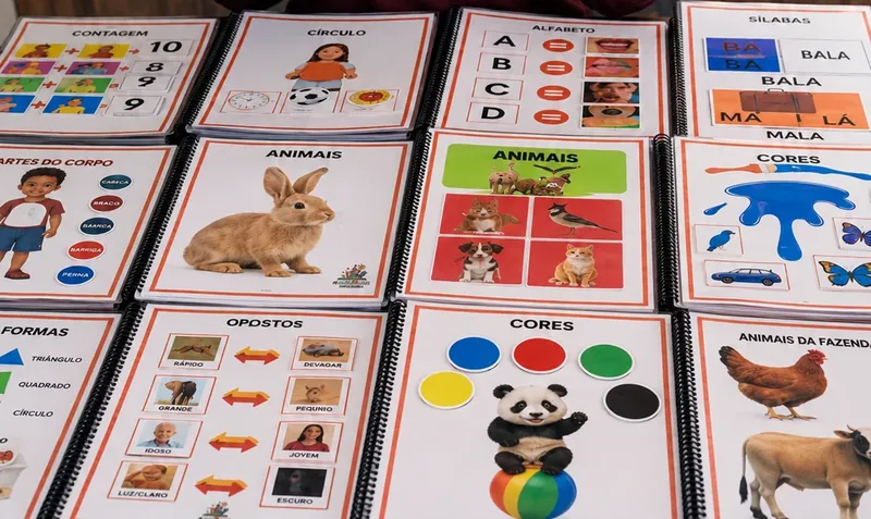 Apostilas de animais, cores, formas, opostos e partes do corpo
